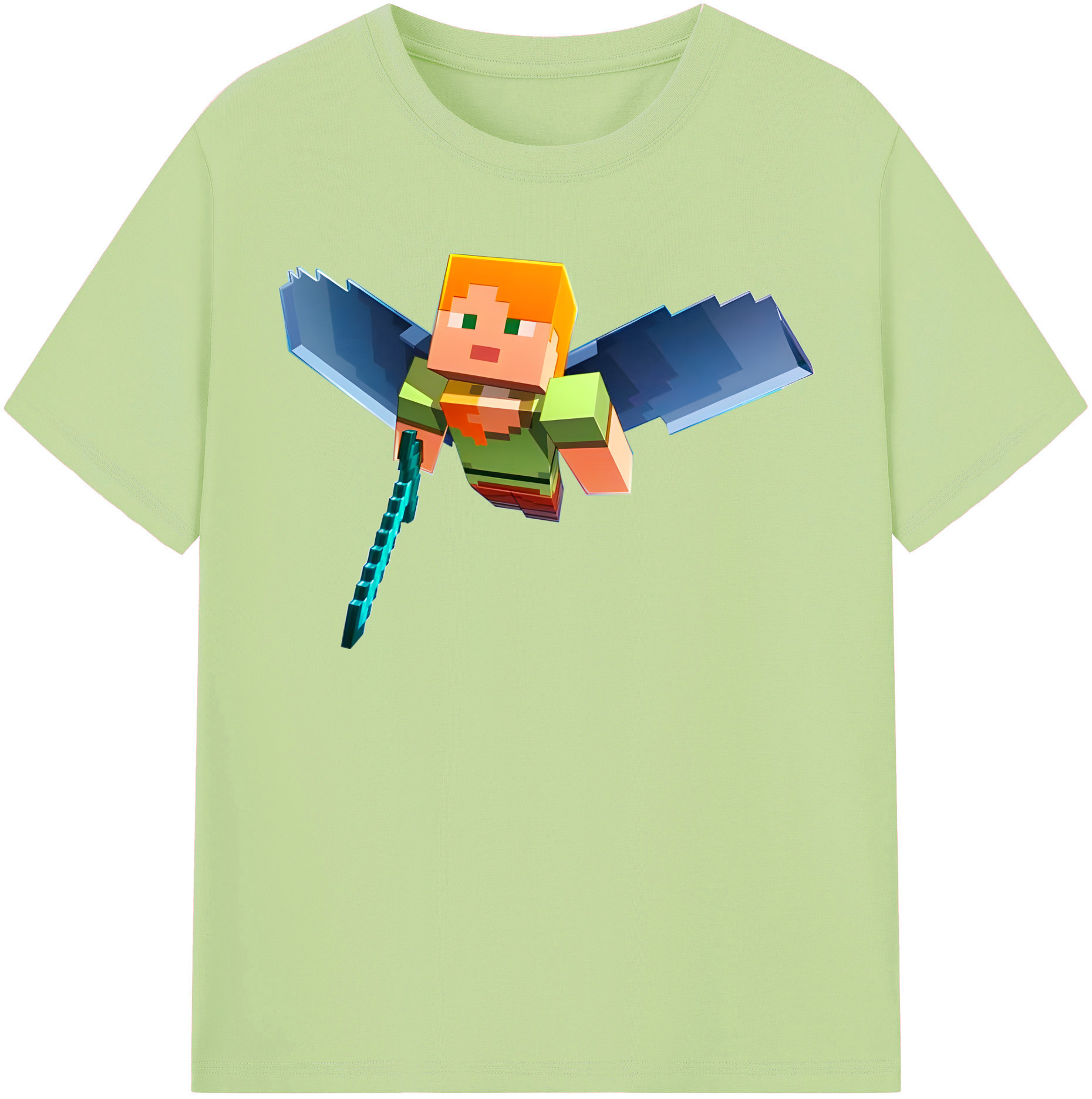 （画像用） マインクラフト ブロックの世界 Minecraft MC Block world 綿100％半袖Tシャツ（フロントプリント）